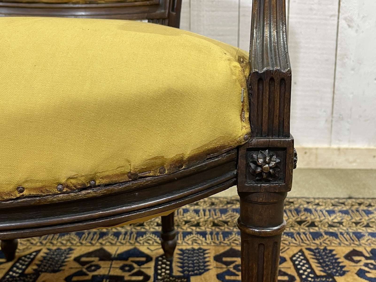 Louis XVI style armchair in beech, late 19th century