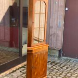 English Victorian corner display cabinet in solid wood and marquetry