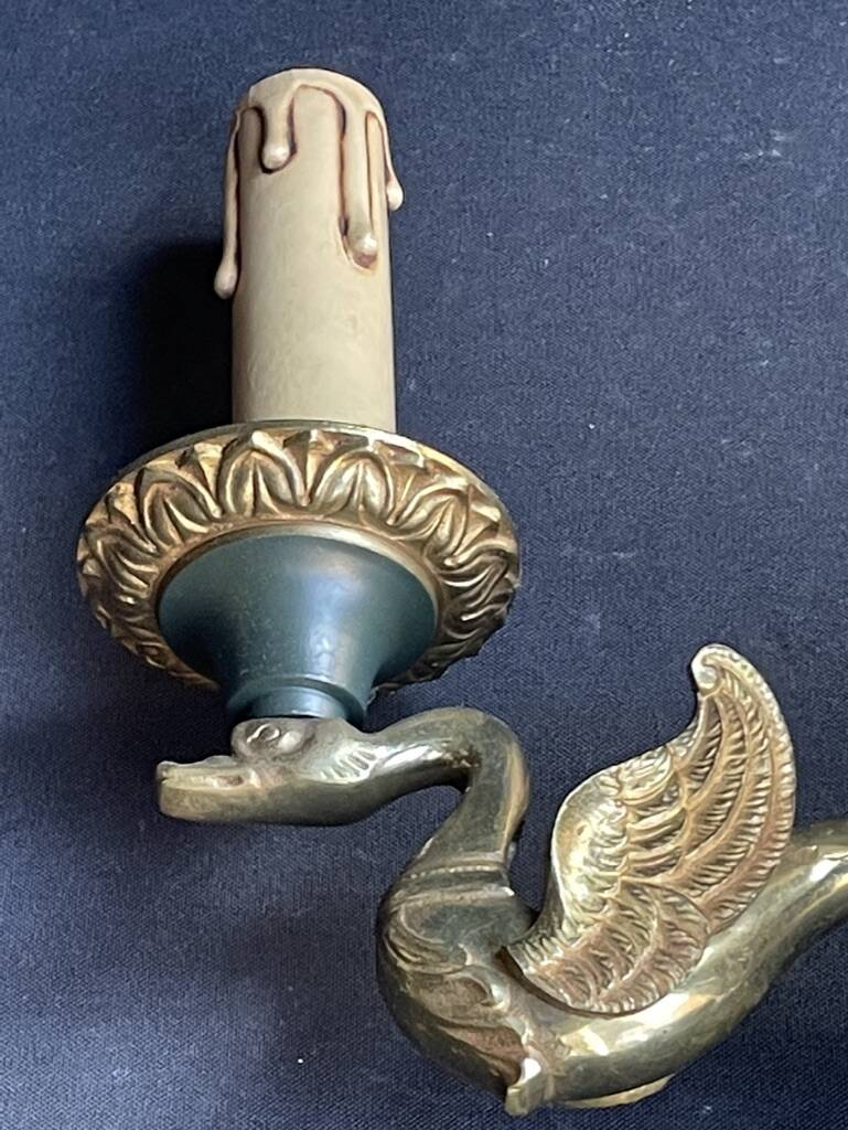 Pair of bronze wall lights – Empire style – Maison Lucien Gau