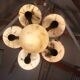 1940s Czech Art Deco Brass Opaline Glass Chandelier