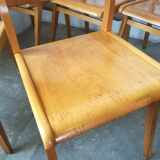 Set of 10 theater chairs wood honey