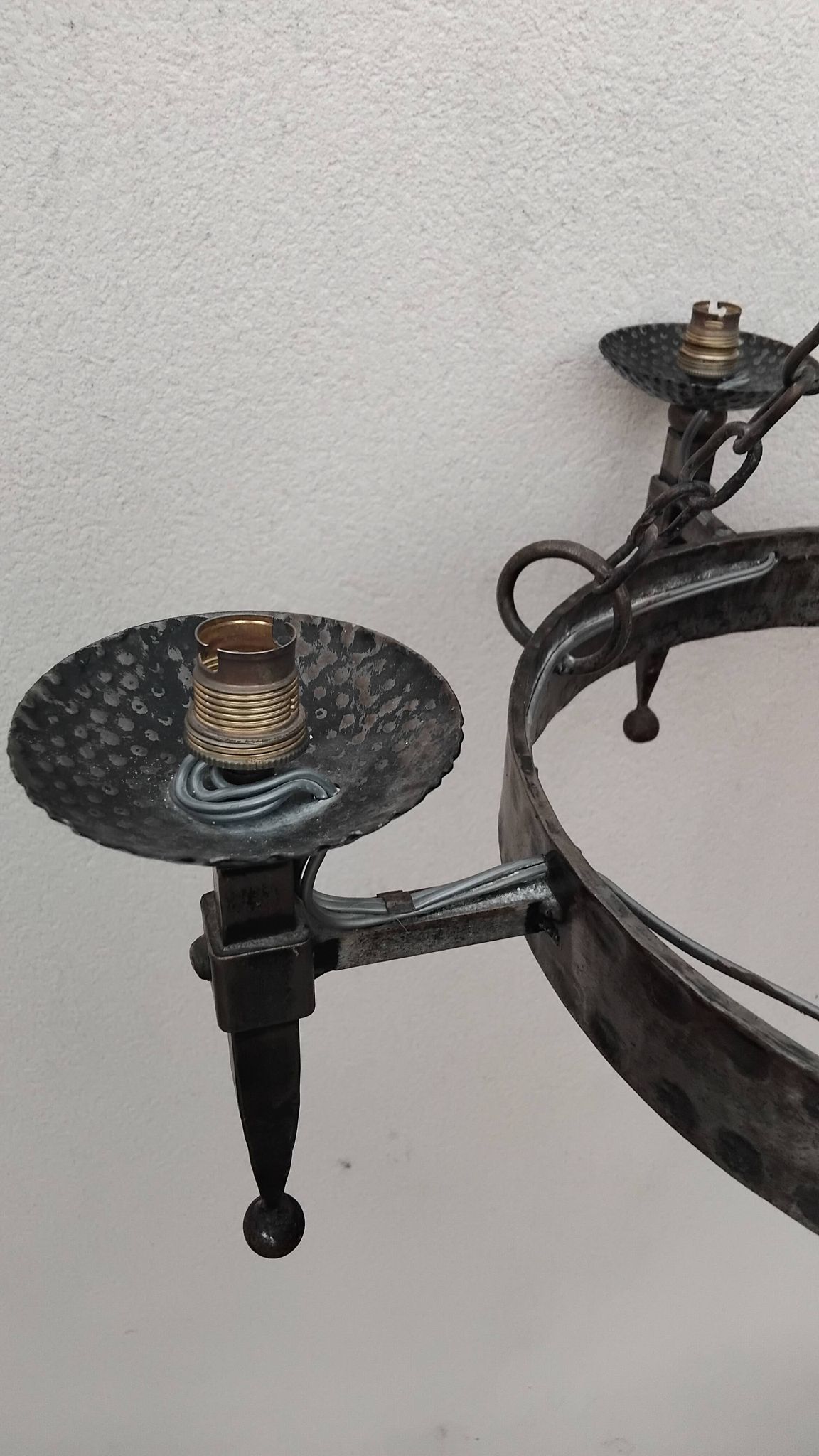 Lustre rond fer forgé médiéval vintage gothique Réjane