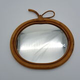 Vintage mirror apple-shaped in bamboo - 32cm