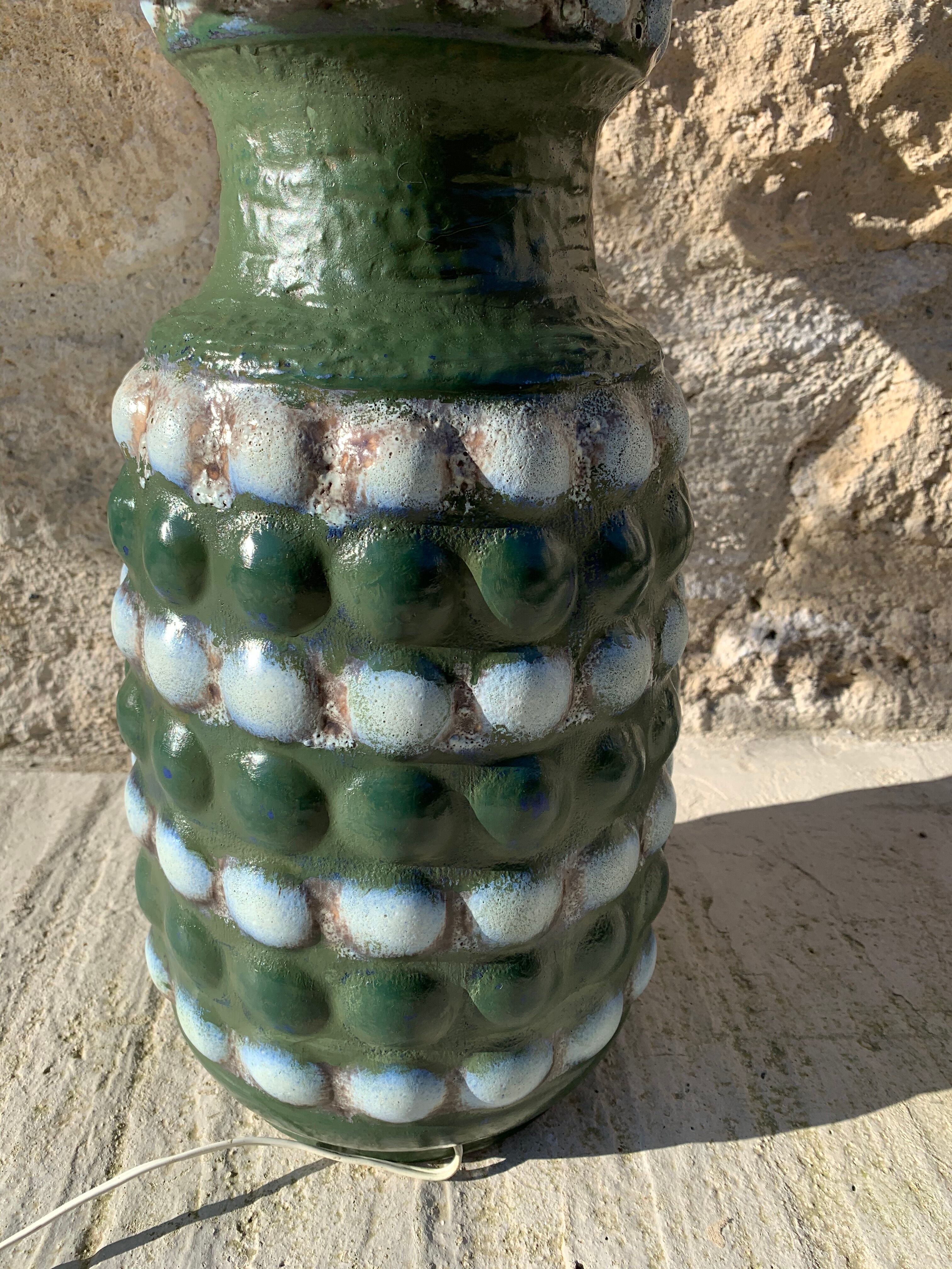 Former 70s Bay West Germany ceramic foot lamp mounted in lamp