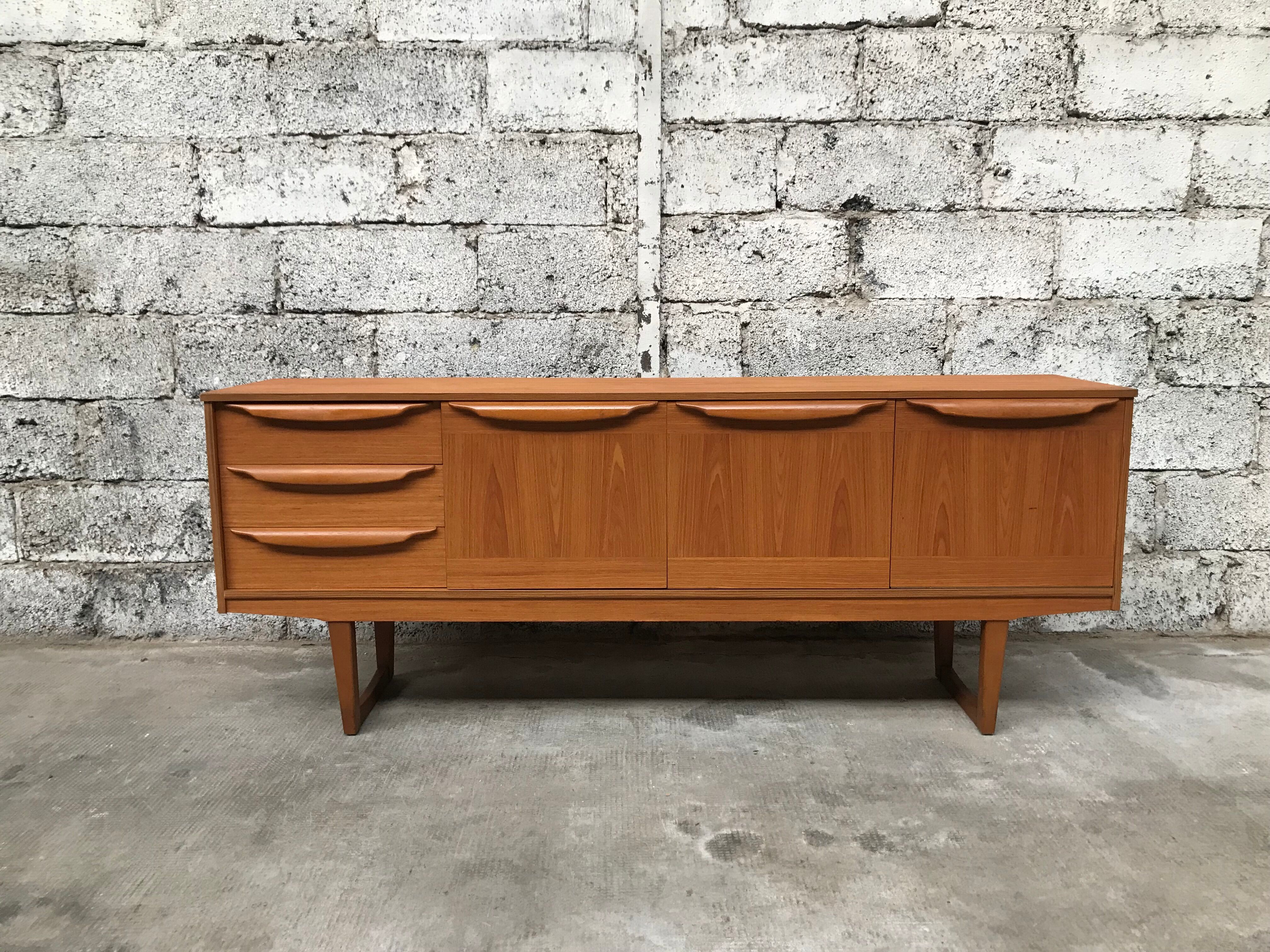 Small Scandinavian sideboard 1950-60 vintage design teak