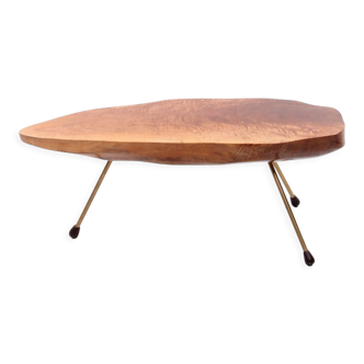 Carl Aubock Design Coffee table walnut with copper legs, 1950s Austria.