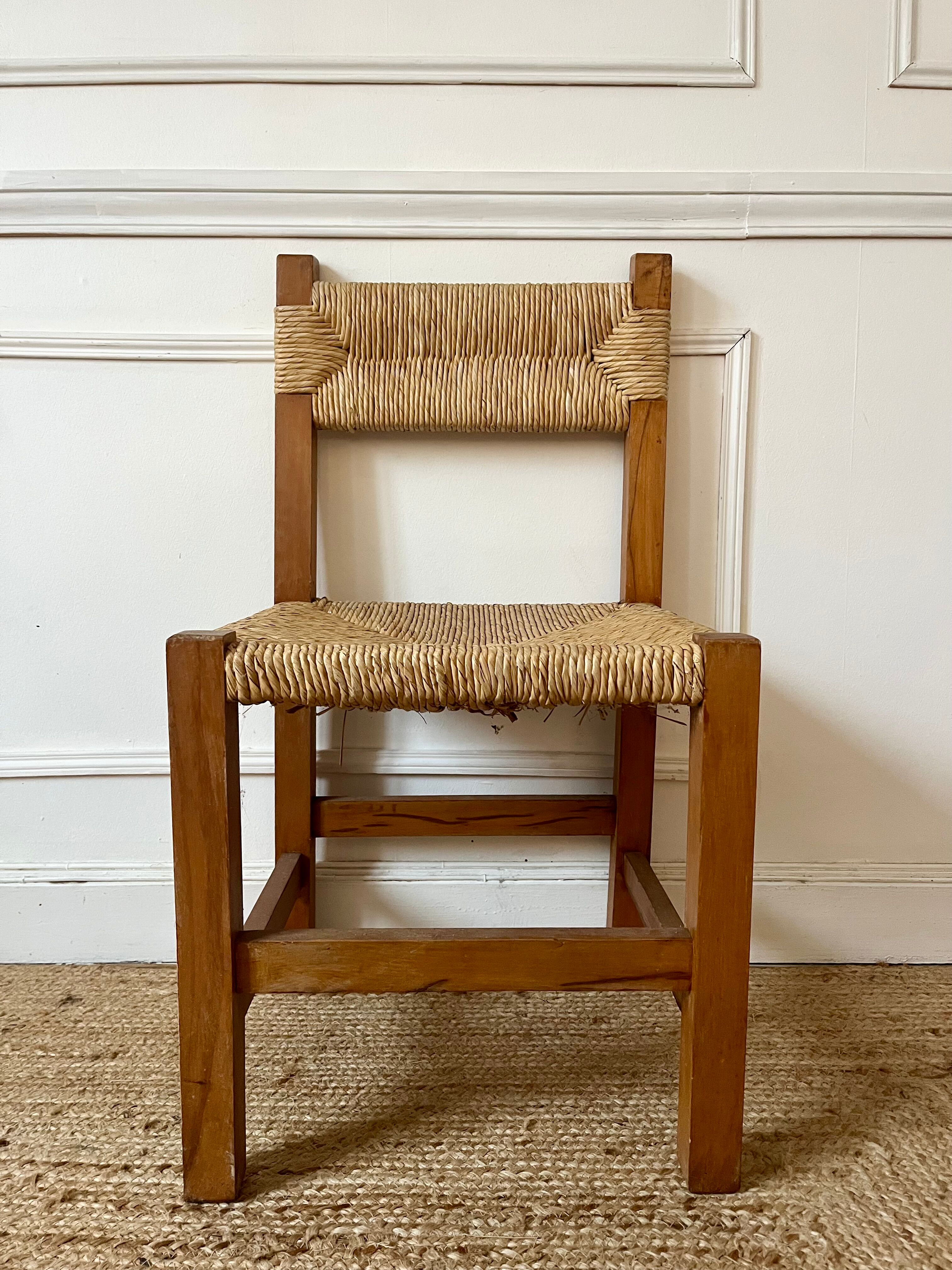 Brutalist straw chair