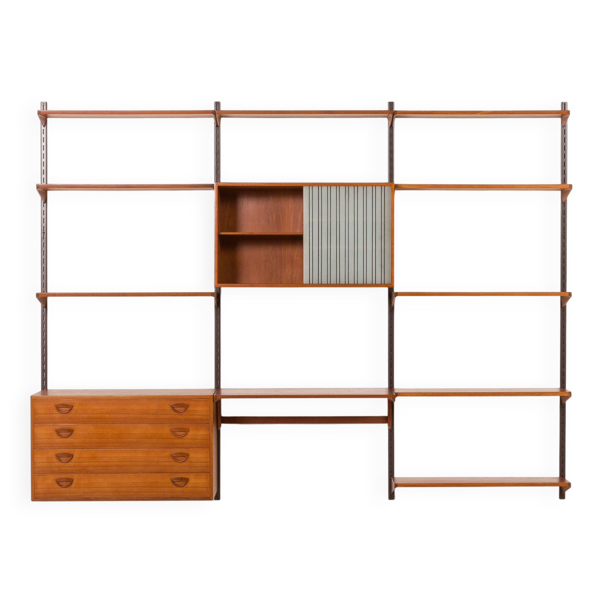 Kai Kristiansen shelving unit in teak by FM Mobler, Denmark, 1960s