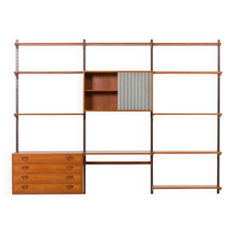 Kai Kristiansen shelving unit in teak by FM Mobler, Denmark, 1960s