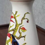 Finely hand-painted porcelain vase with toucans, circa 1950