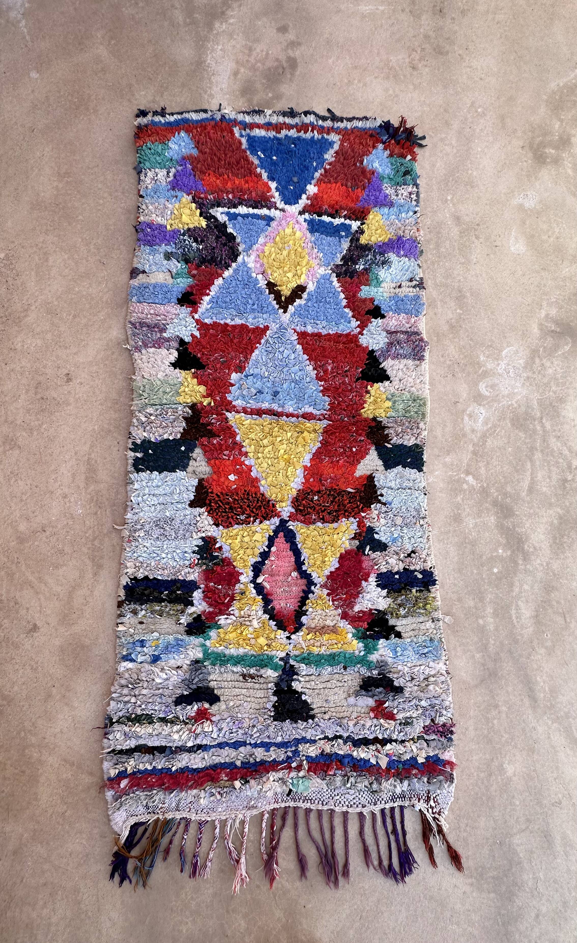 Tapis Berbère Boucherouite coloré - 81 x 190 cm