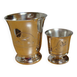 Timbale and egg cup set in silver.