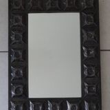 Brutalist metal wall mirror decoration pushed back year 70 vintage