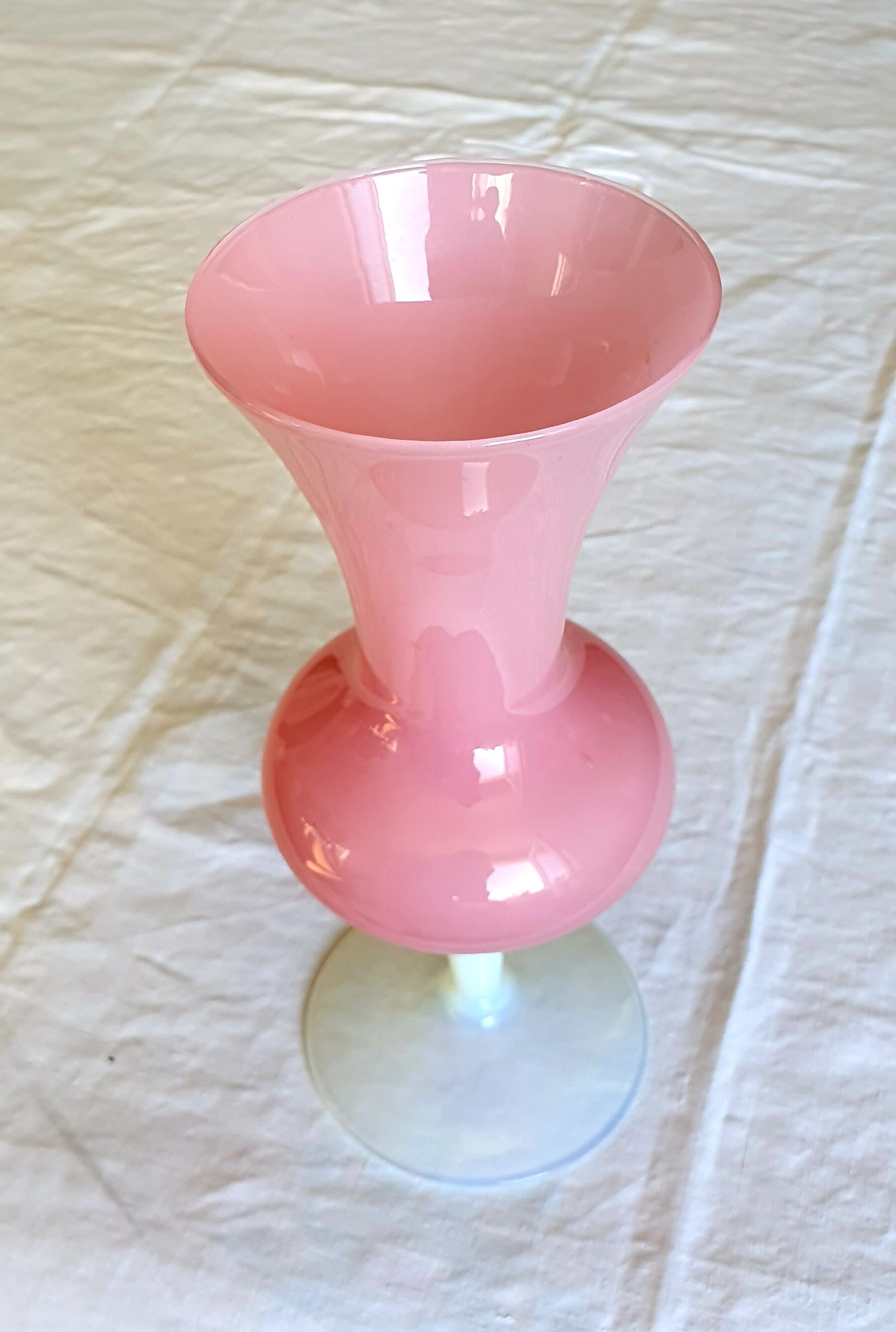 Large opaline vase on foot