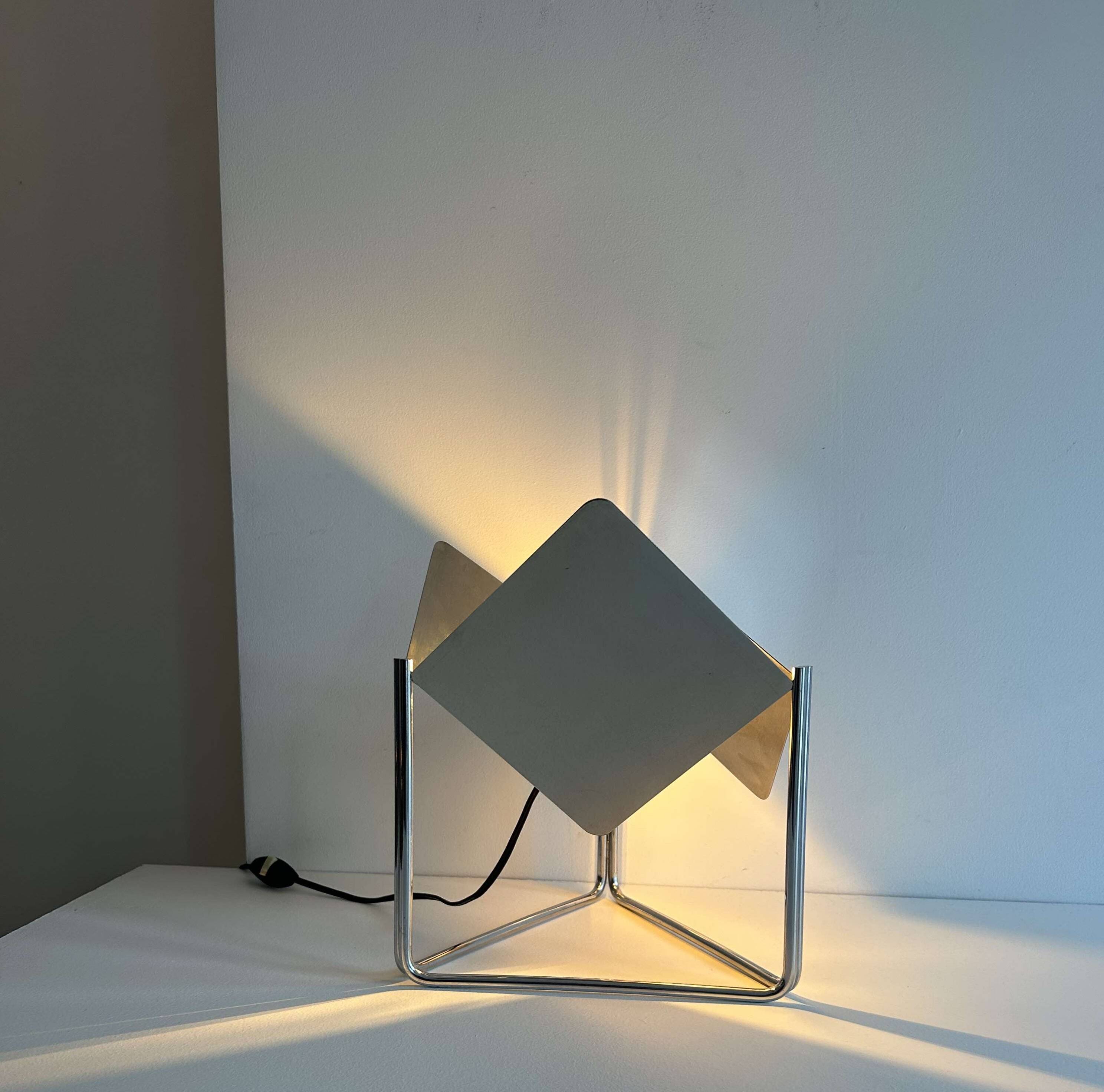 Vintage adjustable table lamp in chromed metal, France 1970