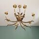 Brass chandelier, pineapple leaf decoration, Boulanger, 1970