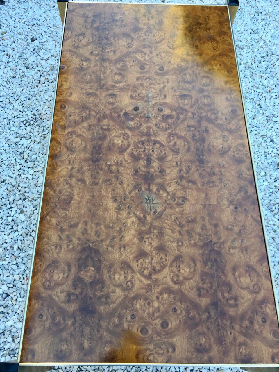 Elm magnifying glass coffee table circa 1970