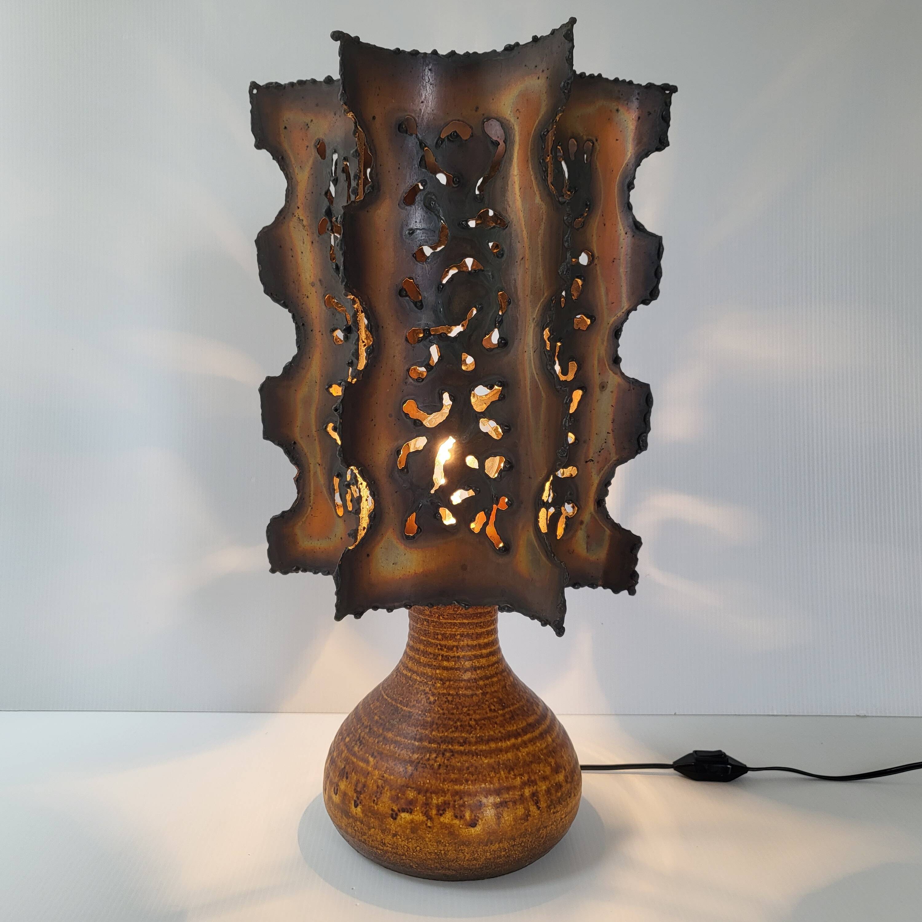 Vintage Accolay lamp in ceramic & metal 1960s