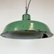 Industrial french green enamel factory lamp, 1960s