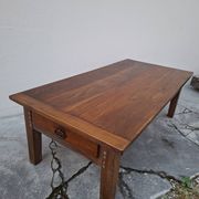 Table basse de ferme rustique ancienne un tiroir -1m42