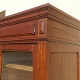 Small oak display case, old glass