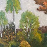 Painting "Path with Trees", Oil on hardboard