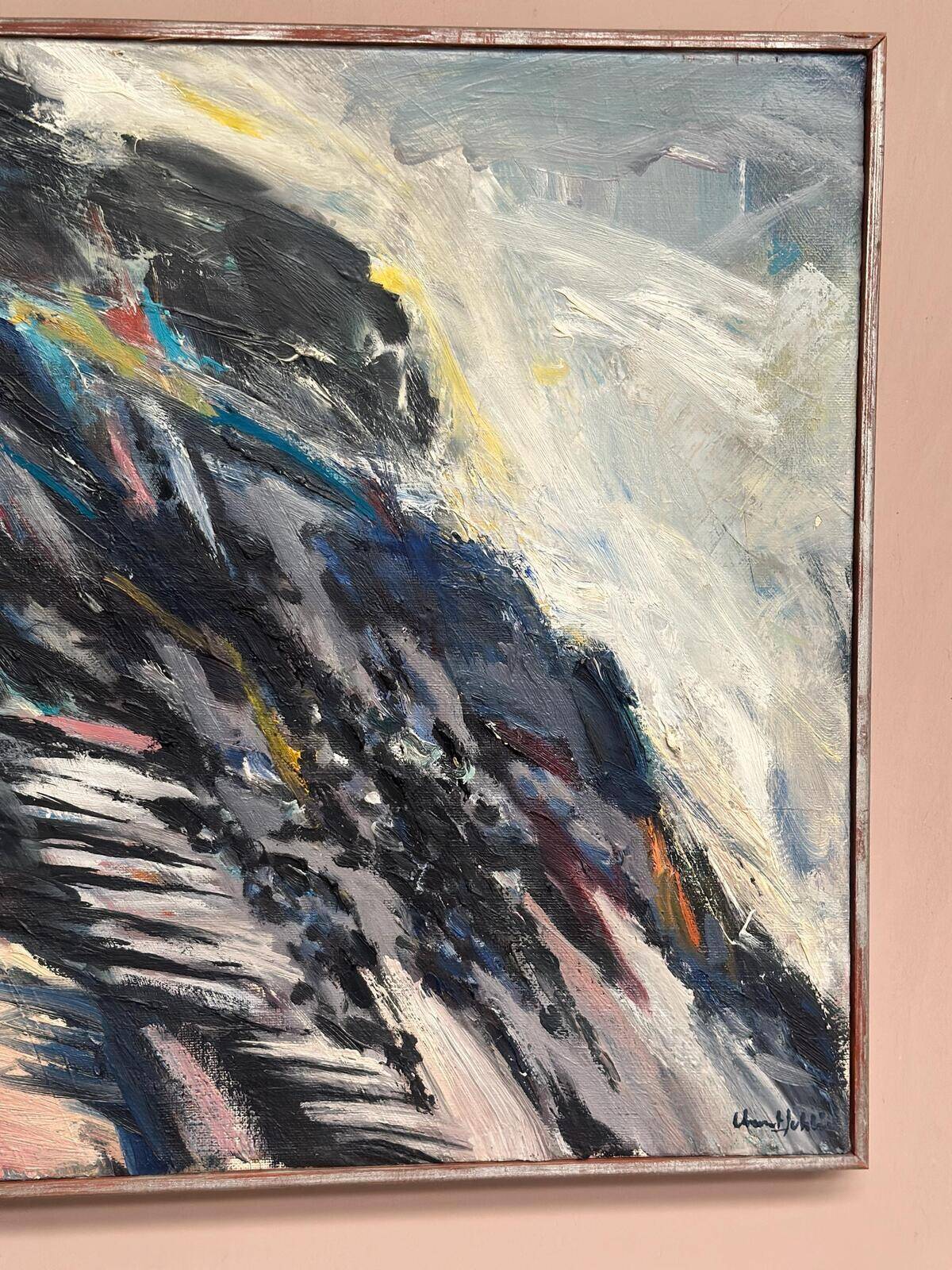 Original Swedish Oil On Canvas – “Abstract Landscape” By Chennet Juhlin – Signed – Vintage & Framed – 63 × 52 Cm (24.8" × 20.5")