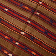 Turkish Striped Red Brown Vintage Kilim Rug, 154x246Cm