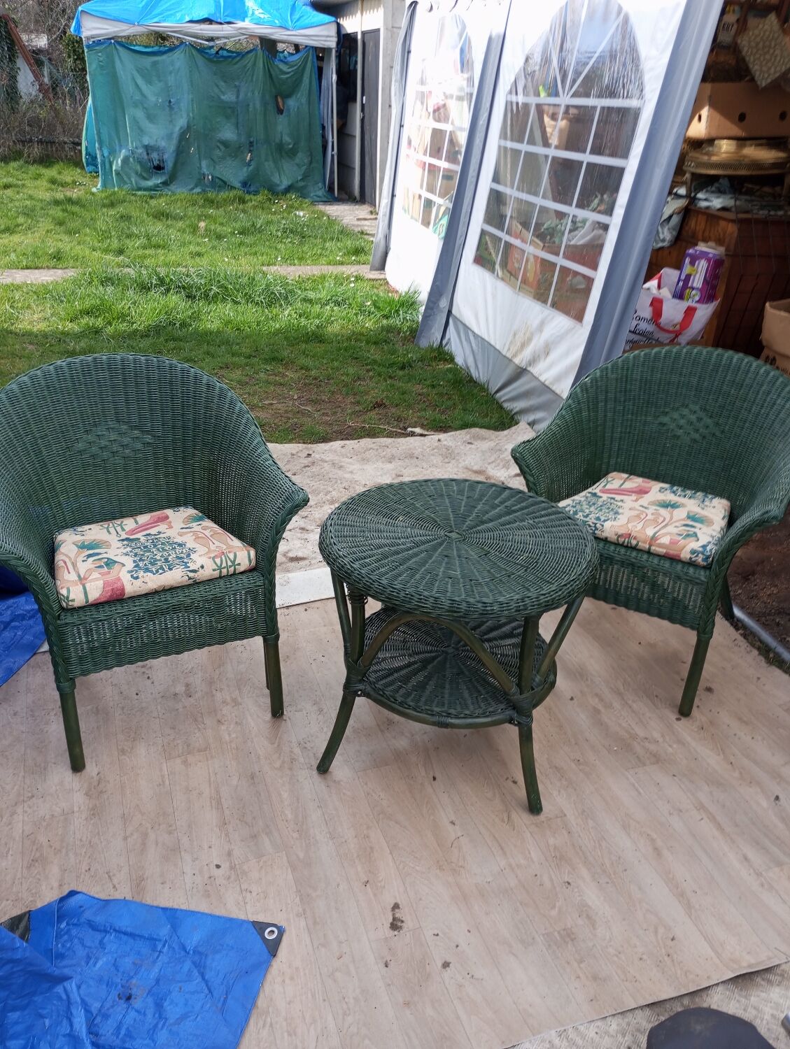 Rattan armchair table set