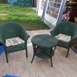 Rattan armchair table set