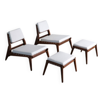 Fauteuils avec ottoman Heinz Heger Hellerau, Allemagne, années 1950