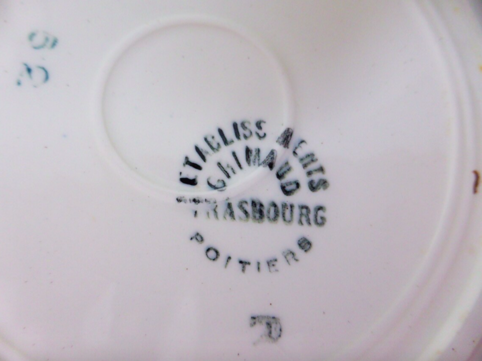 Set of 5 vintage flat plates from Grimaud Strasbourg, Poitiers model, porcelain