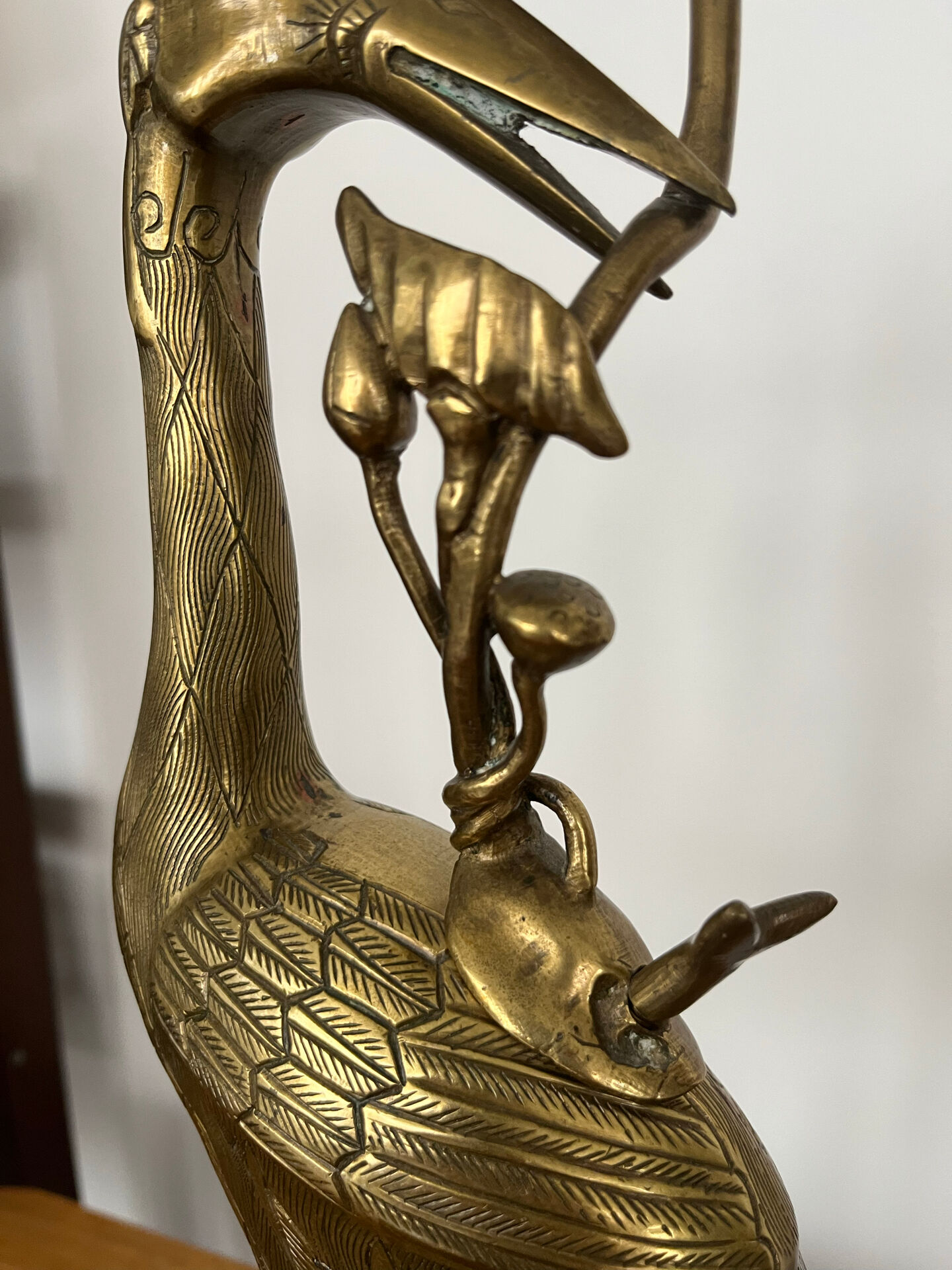 Paire de grands bougeoirs « Hérons » laiton  H45cm