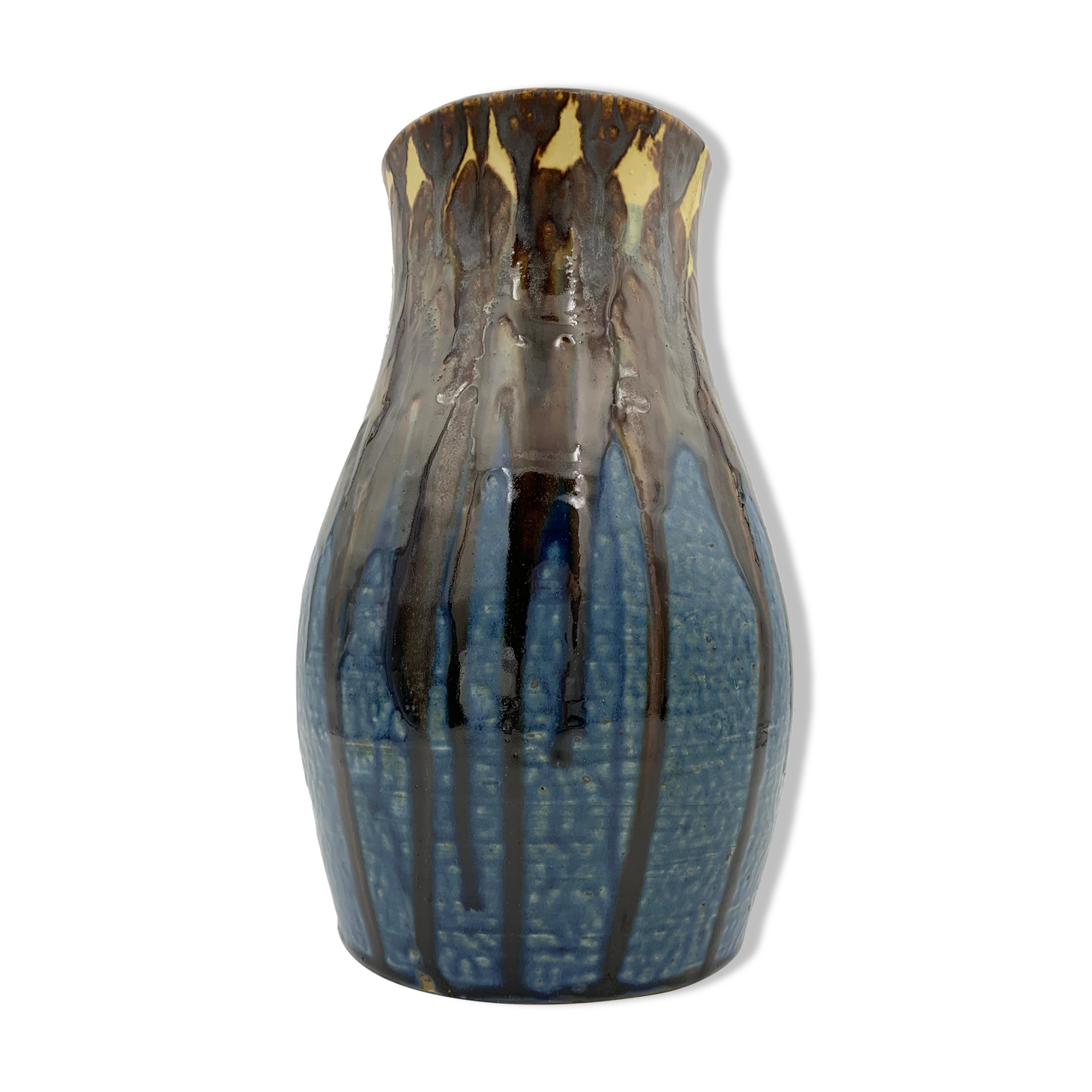 Old enamelled sandstone vase, by Joseph Talbot, Sandstone of La Borneé - 1930s