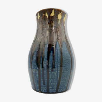 Old enamelled sandstone vase, by Joseph Talbot, Sandstone of La Borneé - 1930s