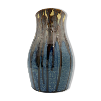 Old enamelled sandstone vase, by Joseph Talbot, Sandstone of La Borneé - 1930s