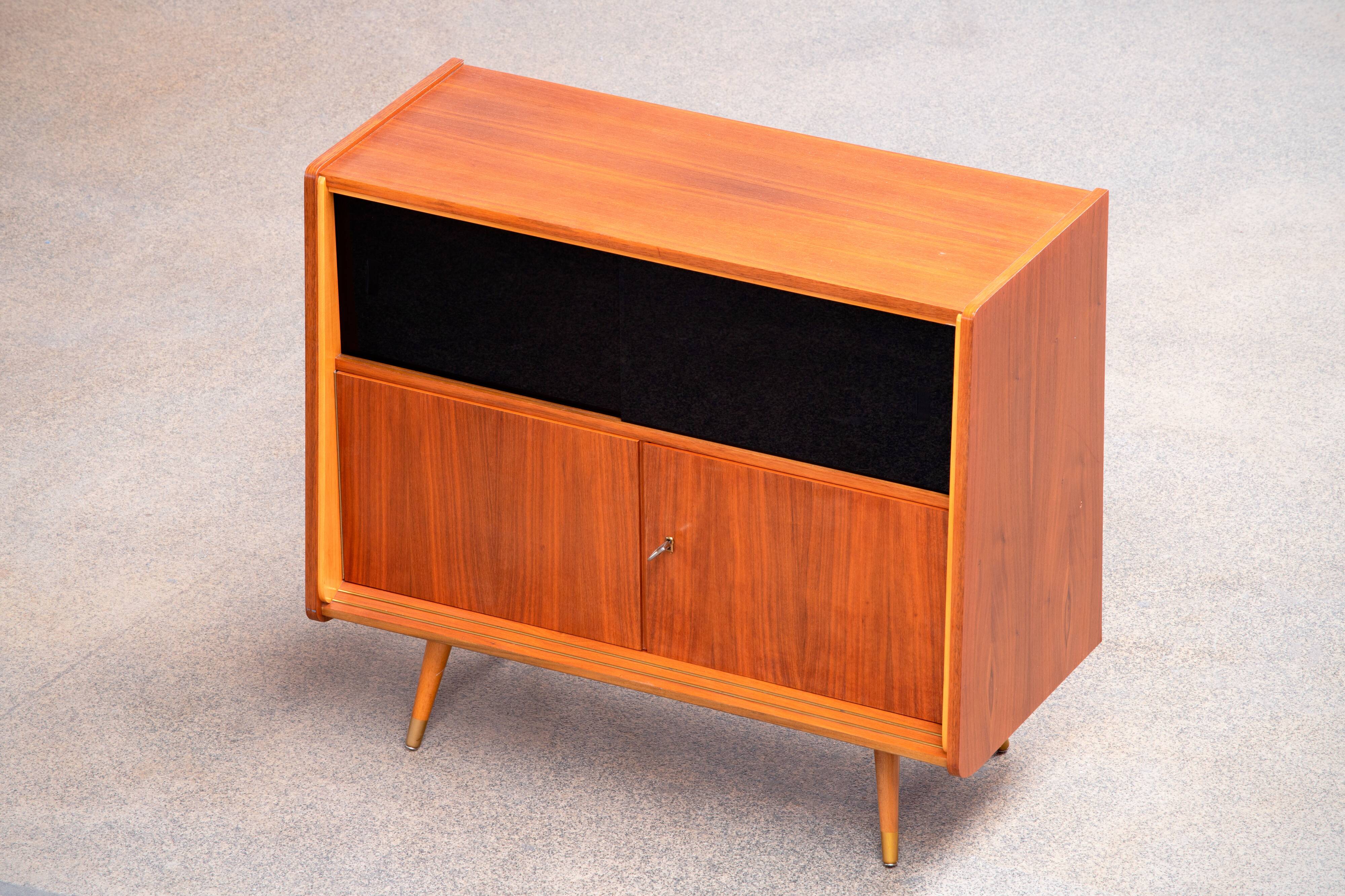 Vintage scandinavian buffet 1960 teak & glass