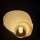 Sculptural floor lamp - exotic wood and textured shade, modern vintage style