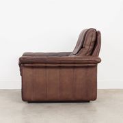 Fauteuil en cuir marron, design suisse, années 1970, fabrication : De Sede