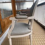 Set of 2 Louis XVI style armchairs with armrests