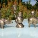 3 animal-shaped bronze candlesticks