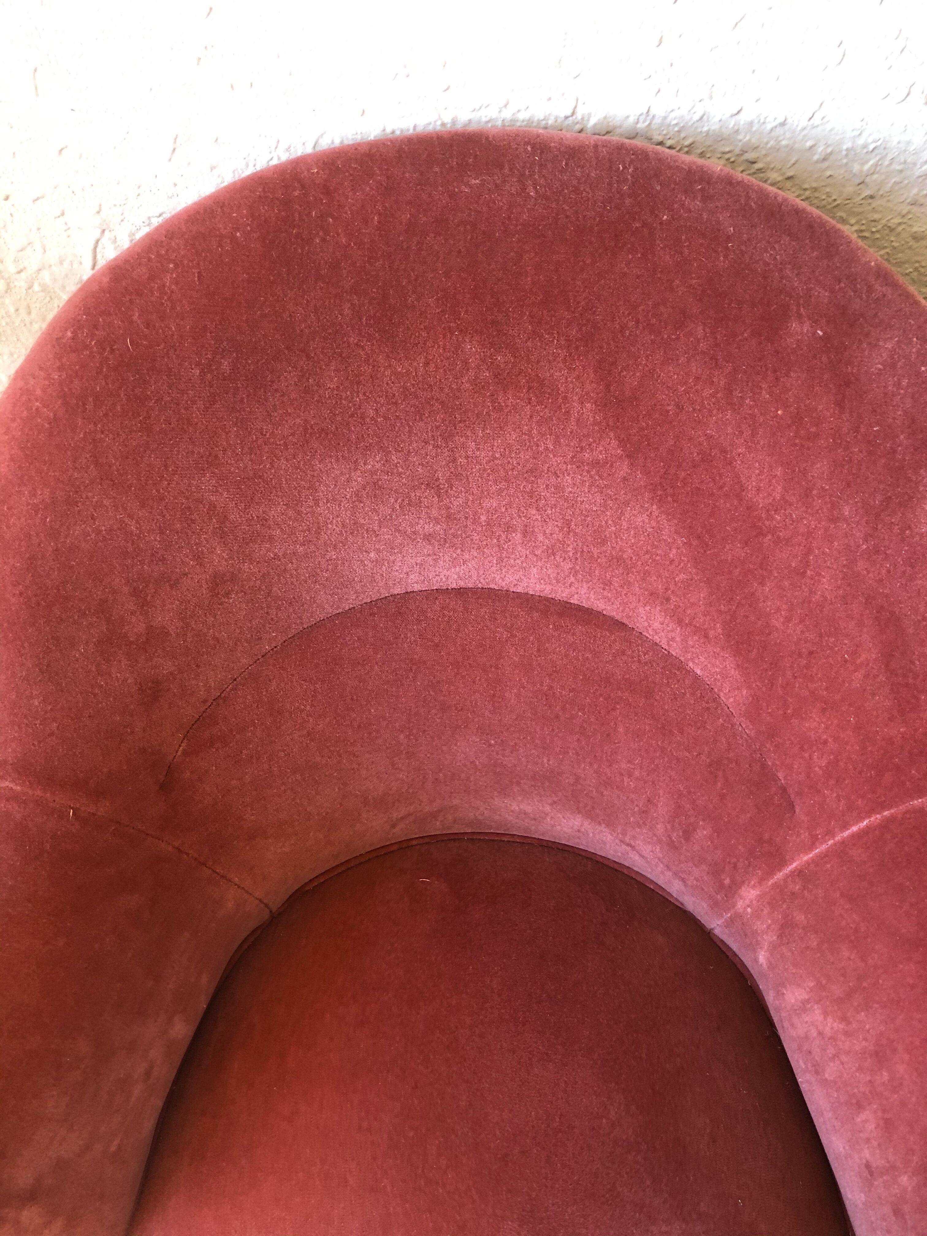 Pair of vintage pink velvet toad chair