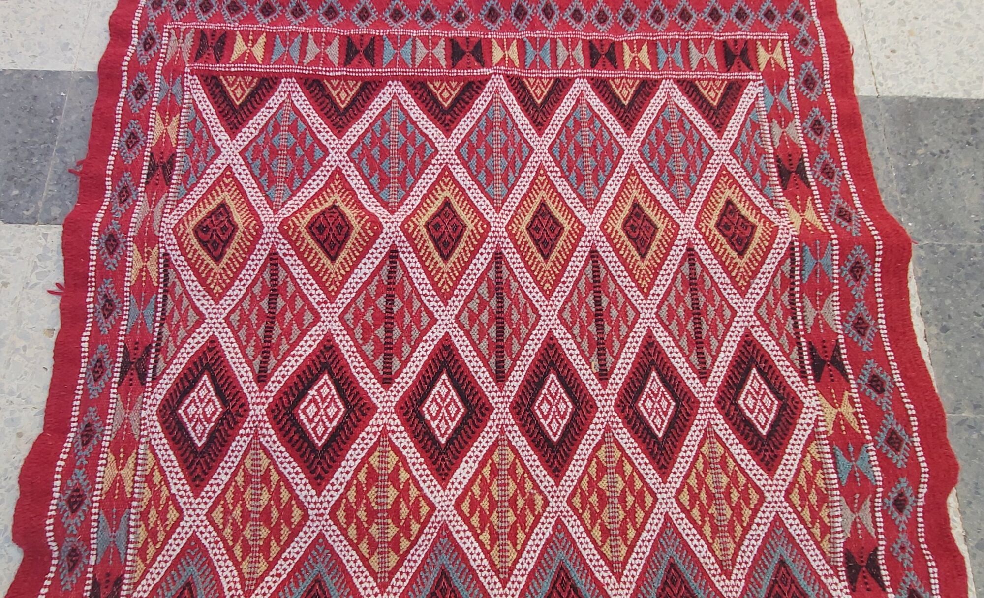 Traditional handmade red kilim rug 187-114cm