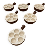 Set of 6 émile henry snail dishes in beige brown ceramic pan