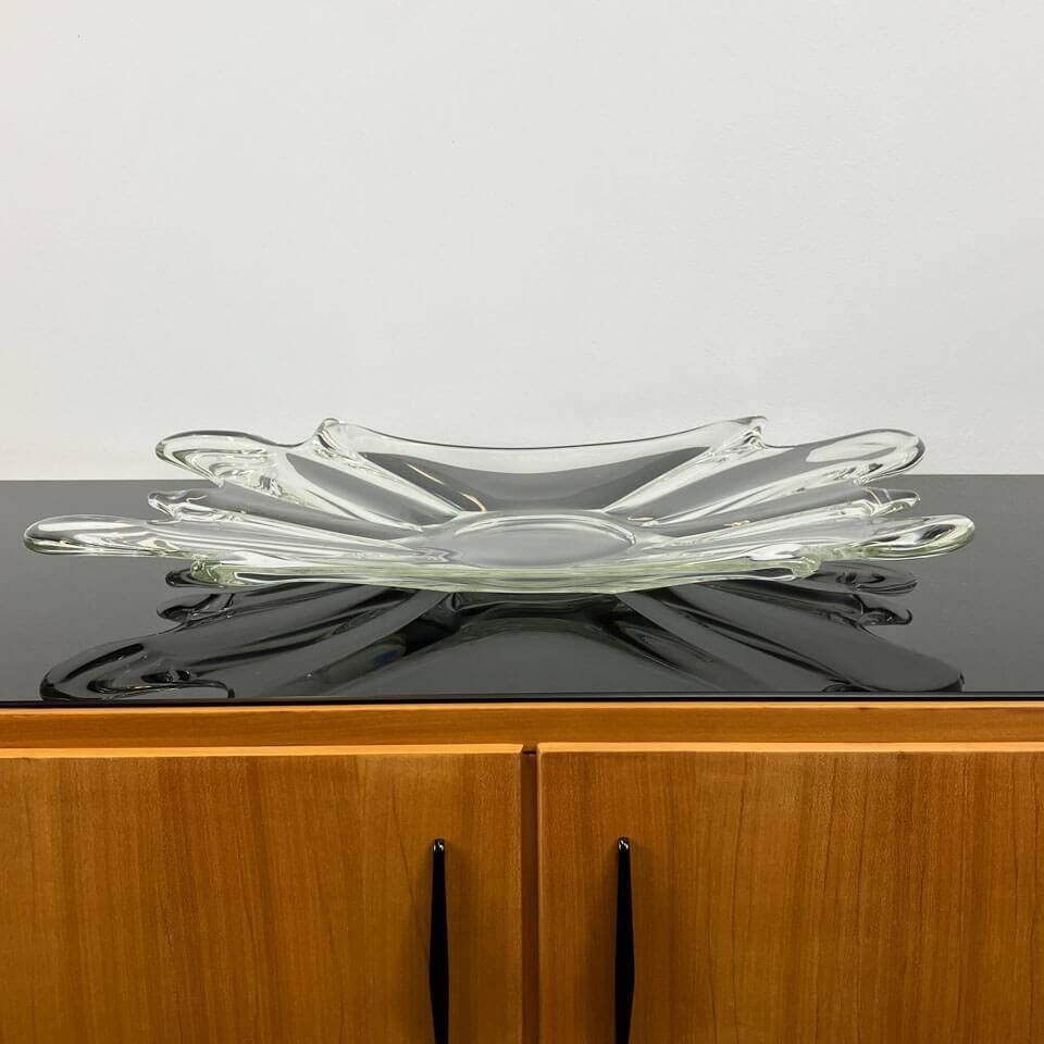 Vintage glass bowl, handmade, 70s