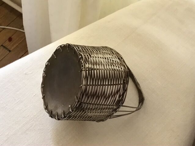 Silver metal woven basket