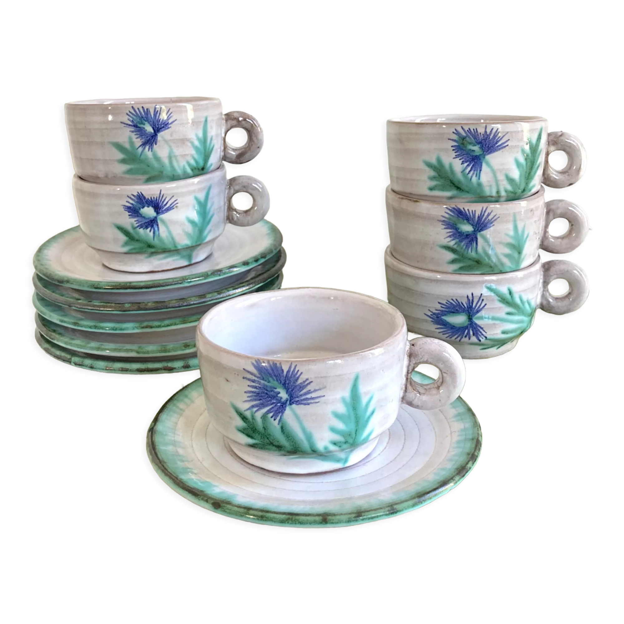 Ceramic mugs 70 hand-painted thistles