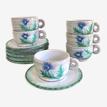 Ceramic cups 70 hand-painted thistles