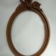 Old oval frame in wood and stucco + old glass glass blown - 27 x 21 cm