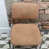 Office chair sled chrome and tweed